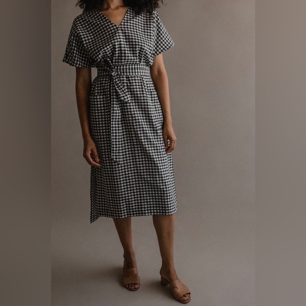 Two Days Off Haruko Linen Gingham Dress